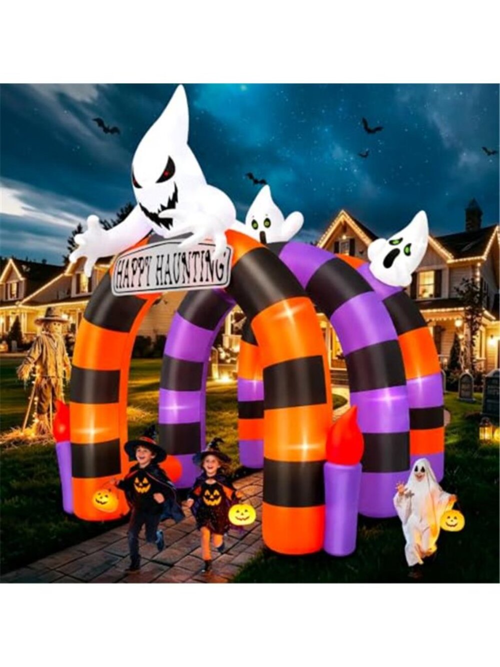 10FT Halloween Inflatable Arch Ghost Inflatable Tunnel with Candle